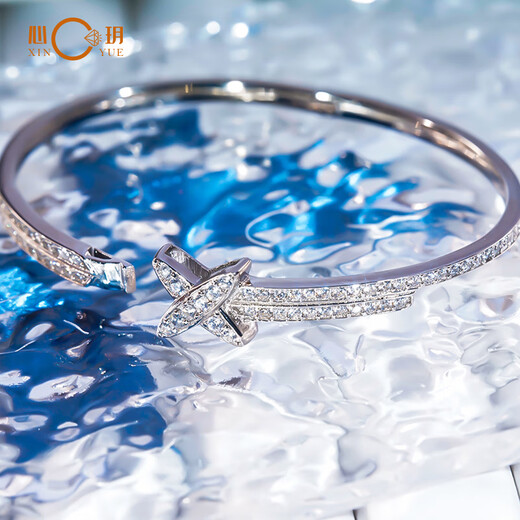 Fat Donglai same style platinum bracelet for women full of diamonds, moissanite double cross bracelet, simulated diamond versatile bracelet, platinum