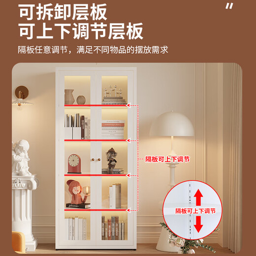 Shengnai steel bookcase glass door dustproof bookshelf storage cabinet wrought iron storage cabinet living room storage cabinet home display cabinet