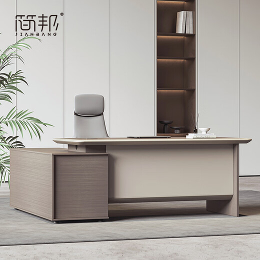 Jianbang E0 level desk boss desk simple modern leadership single desk small office light luxury high-end supervisor desk and chair master-level design丨E0 plate 1.4m supervisor desk|short side cabinet