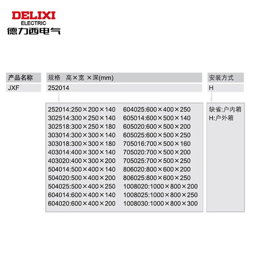 Delixi electrical distribution box meter box strong current control cabinet foundation box indoor power box JXF-height 250*width 200*depth 140