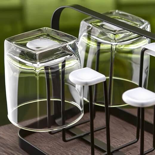 Ouxin imported glass household hospitality cup drinking water green tea cup juice beer cup heat-resistant high-end set 320mlx6+small black plate+black frame