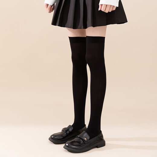 Japanese jk calf socks for women velvet spring and summer over-the-knee stockings pressure socks slimming black lolita socks black half leg + calf + over the knee 1 pair each