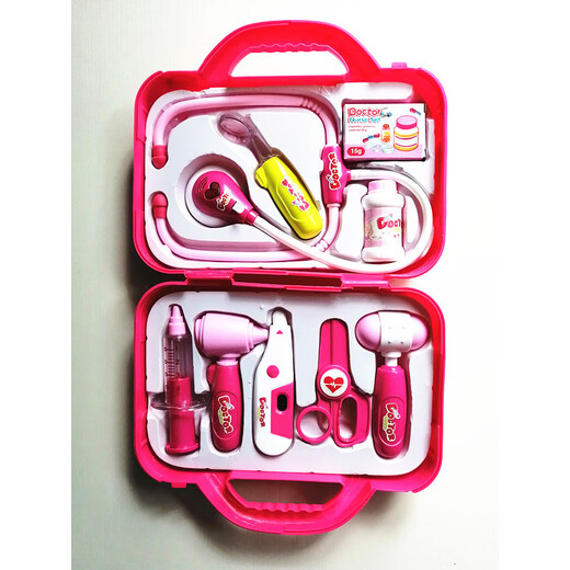 Little Doctor Toy set para niños jugando a la casa Caja de medicina de simulación de niña Suena y versión ligera Estetoscopio de inyección de bebé 589 Red Medical Equipment Set