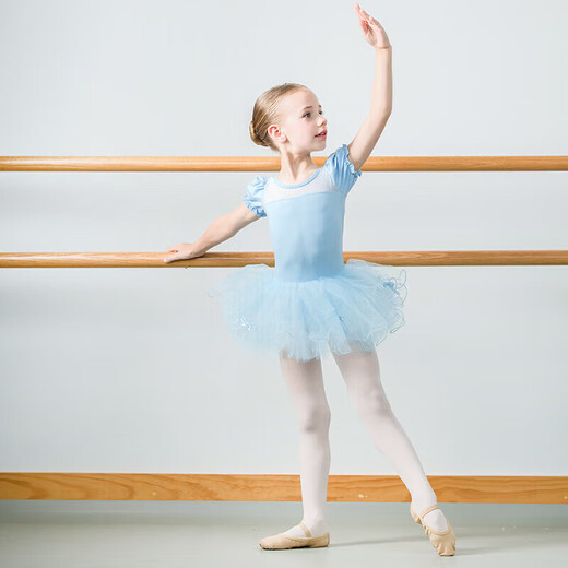 Sansha (Sansha) children's ballet dance clothing TUTU skirt puffy skirt practice skirt short sleeve crotch open performance clothing Pink S
