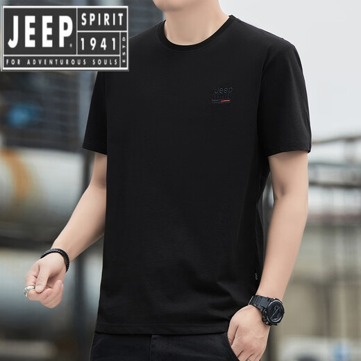 Jeep Spirit Khaki Kurzärärtes T-Shirt für Männer 2025 Sommer Cool Lockered Casual American T-Shirt für Männer 3886 Khaki 2xl [160-175jin [Jin ist 0,5 kg]]
