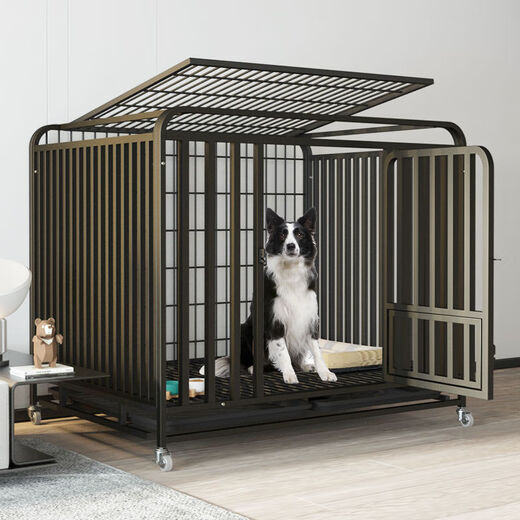 Congteng Dog Cage Indoor Large Dog Medium Bold Square Tube Toilet Border Shepherd Household Six-Sided Golden Retriever Labrador Cage White#Upgraded Three-Sided Full Tube#2.0 Bold Square Tube Style 110*72*95#Suitable for Large Dogs