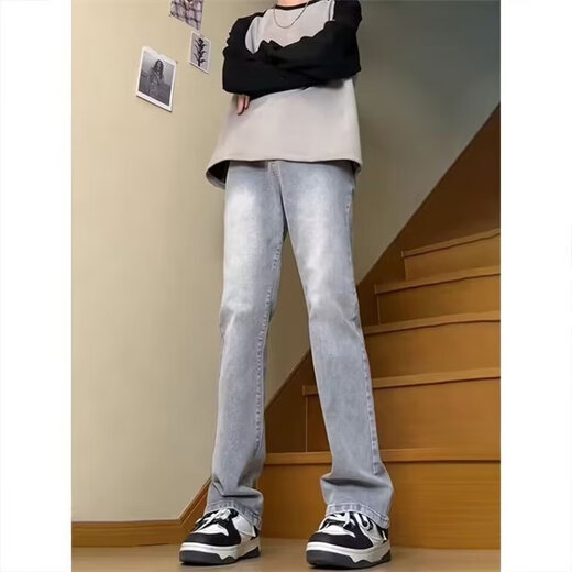 
Jian Xingheng American retro jeans men's spring and autumn new straight slim fit micro-flare high street vibe pants men's casual trousers DDD-686 retro blue 3XL 160-180Jin [Jin equals 0.5 kg]