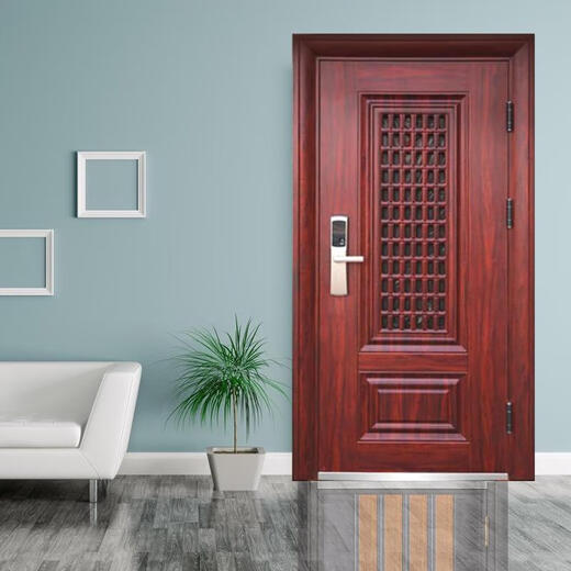 勤凯红色气窗甲级通风安全门进户门子母门家用透气门门中门防盗门 1970*860 裸门价