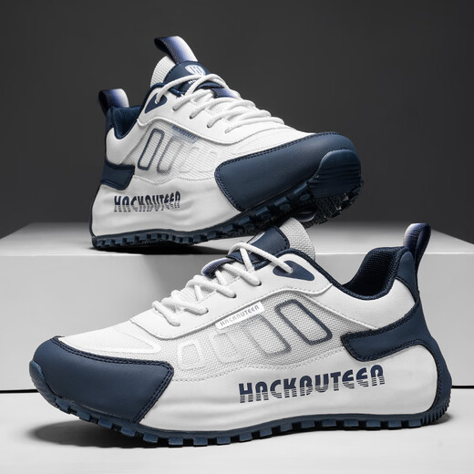 Musketeer 2025 printemps et été new kong kong style clair luxe mode polyvalent d'absorption de choc pour hommes et femmes de style couple non glissant les baskets décontractées sans glissement blanches et bleues-9928 [biens européens haut de gamme] 36