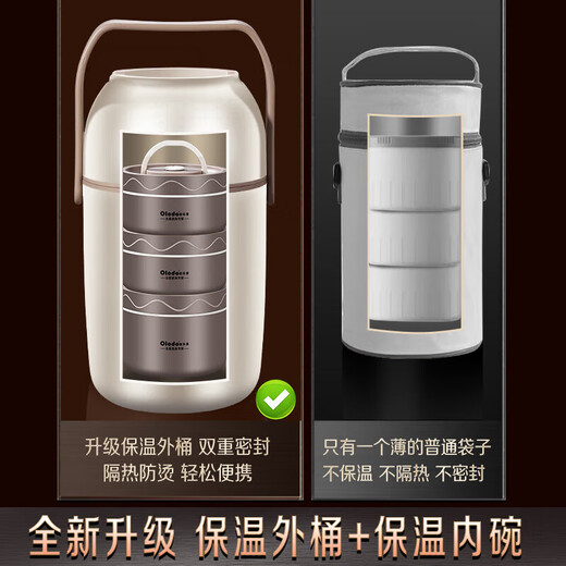 316 stainless steel lunch box for office workers and girls, high-looking multi-layer insulated lunch box with lunch box for microwave heating, elegant white, 316L steel + insulation bag + 316 meals