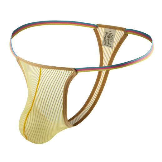 Underwear thin edge men's thong T pants mesh striped translucent large bag sexy U convex bikini panties summer black S2.0-2.3 feet