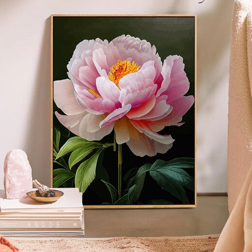 CLCEY牡丹风景花卉数字油画画diy填充填色手工打发时间油彩手绘中国风 SJ9207 60*80cm绷好加厚实木内框+外框(