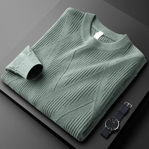 Prideme Light Luxury Winter Burned Algody Sweater Hombres de manga larga Jacquard Patrón de jacquard Sweater Cuello redondeado Top PG9901-Apricot M [Sugerión de peso: 100-120Jin [Jin equivale a 0.5 kg]]