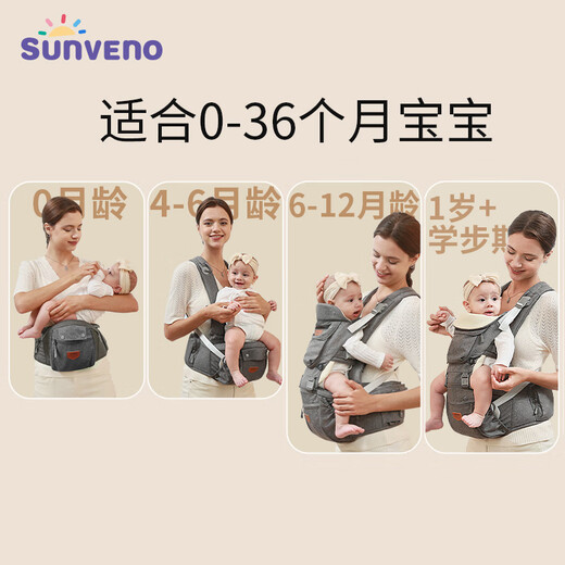 Sanmei Baby Einfacher Tragen Taillenhocker ein Hocker Dreizwecks Amerikaner Sanmei Baby Leichtes Baby Holding Artefakt Babygurt Baby Sommer Four Seasons Grey + Verlängerungsgürtel (130 cm-180 cm Taillenumfang)