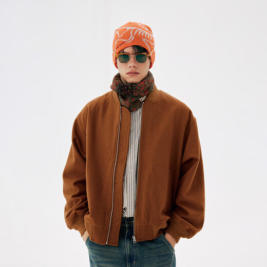 Nothomme 70% шерсть японская осень и зима Retro Simple Urbancore Baseball Woolen Jacket Men Dark Green xl