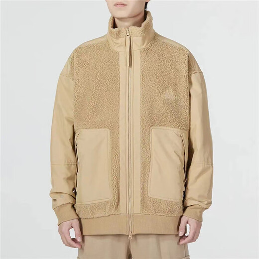 adidas Adidas Cotton Jacket Men's 2024 Autumn New Sportswear Lambskin Warm Windproof Jacket Cotton Jacket Light Khaki/HP1391/Lambskin S/175/92A