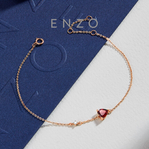 Chow Tai Fook ENZO 18K gold garnet diamond love bracelet gift 17.5cm EZV8583