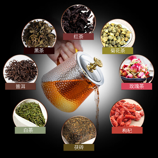 Niannian Xinyuan glass tea set household Kung Fu tea cup teapot tea set simple heat-resistant office tea drinking set Elegant pot + 2 gold dragon pattern cups 3 pieces