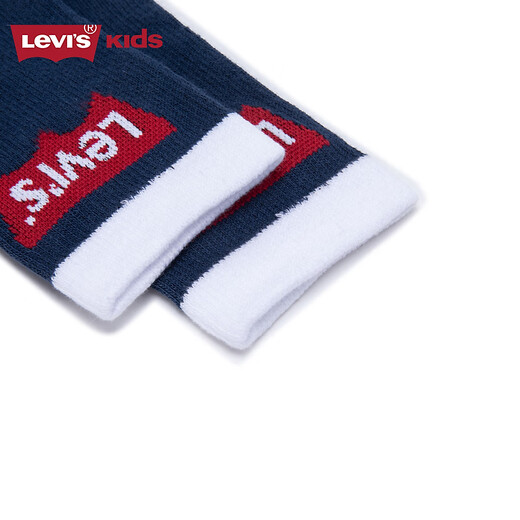 Levi s Levi's boys and girls mid-length socks 2 pairs autumn new children's socks big and small Titan blue 2 pairs 5-7 years old recommended foot length 16-18cm