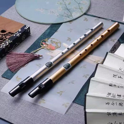 皇仕爱尔兰哨笛初学者入门金属笛子6孔C调D调高低音直笛课堂竖笛乐器 6孔哨笛合金材质D调【优雅银】