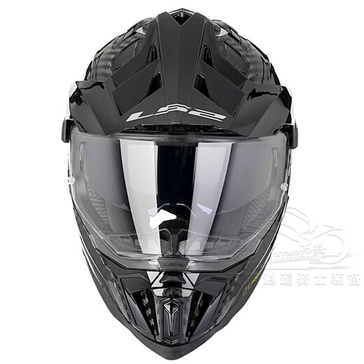 LS2 Carbon Faser Offroad Pull-Helm Motorradhelm Herren Motorrad Full Helm Full Helm Vier Jahreszeiten Atmungsfreie Dual-Objektiv MX701 Kohlefaser 6K-Gloss Schwarz-freier Sommereis-Kopfdecke XXXL (vorgeschlagen 62-63 cm)