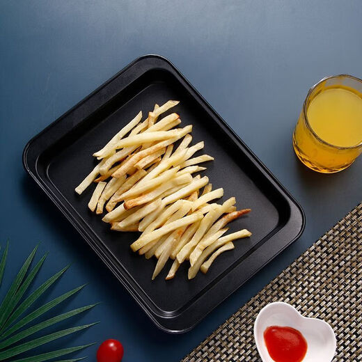 Household food-grade non-stick baking pan for oven with non-stick rectangular mold flat bottom grill pan water tray small black baking pan