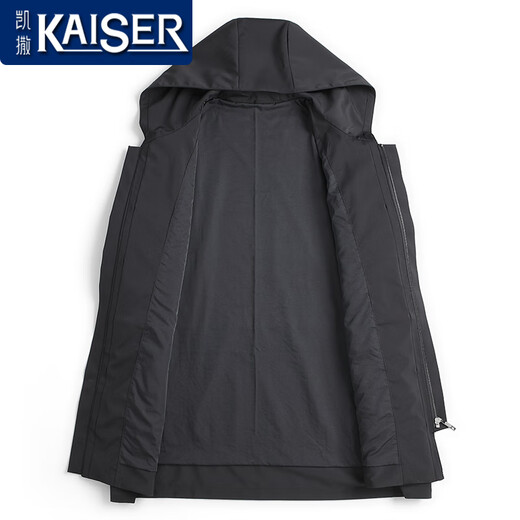 凯撒（KAISER）银蓝水貂内胆派克服男貂皮大衣连帽尼克服整貂皮草风衣干部外套冬 黑色银蓝（袖子加水貂） 180/2XL 适合体重145-160斤