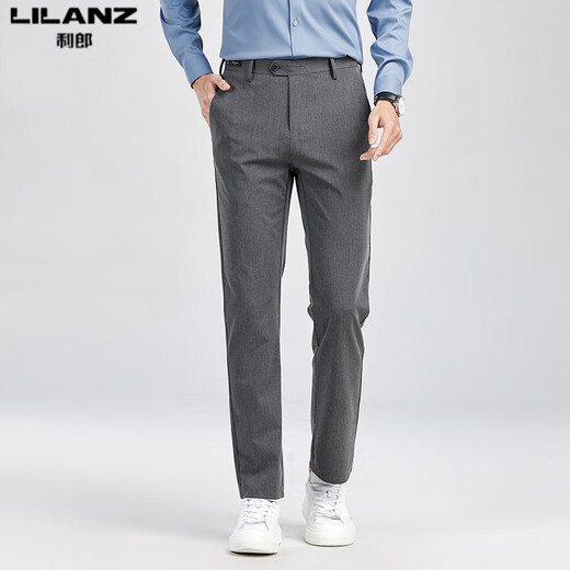 Lilang Herren Casual Hosen Sommer Neugeschäftshose Anti-Falten-Gerade und uneisenfreie Hosen Trend Schwarz H9896 33