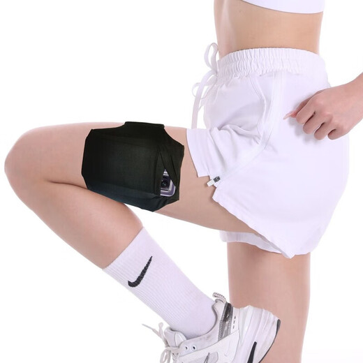 MieLanat sports shock-proof mobile phone leg bag running student unisex arm bag breathable elastic bag large black thigh-(40-60cm leg circumference)
