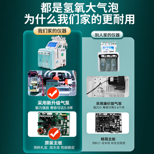 Small bubble beauty instrument cleaning instrument beauty salon special second generation hydrogen and oxygen bubble instrument to clean facial blackheads instrument high-end green 6-in-1 + cart gift package