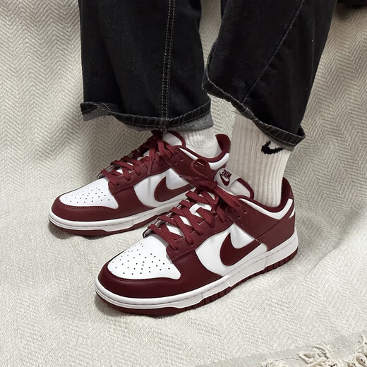 【95成新】耐克NIKE板鞋男缓震DUNK LOW运动鞋DD1391-601红/白44.5
