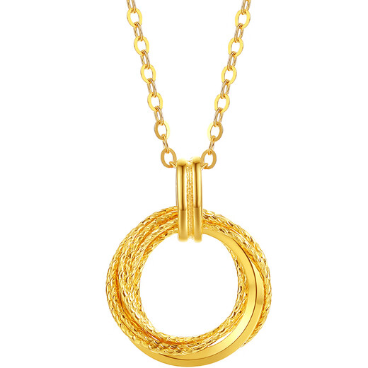 Saturday Blessing Yellow 18K Gold Necklace Möbius Ring Color Gold Necklace Birthday Gift C0613472 40+5cm