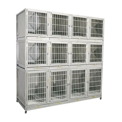 HKML double-layer stainless steel dog cage, hospital cage, small dog multi-layer mother cage, display cabinet, pet supermarket, hospital foster care cage, 2nd floor, 5 doors, 158*70*140cm, front face steel bar 304 material, new foster care cage (steel plate + steel rod)