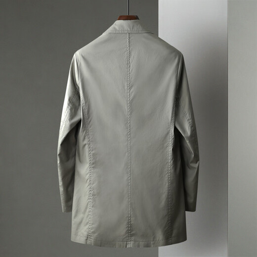 Western Tour Trench Coat Mid Long-Long Longitud Autumn New Style [Algodón de larga duración] Light Luxury Business Casual Chaqueta para hombres Men Azul Grey (sin Slit) 6627 M 170