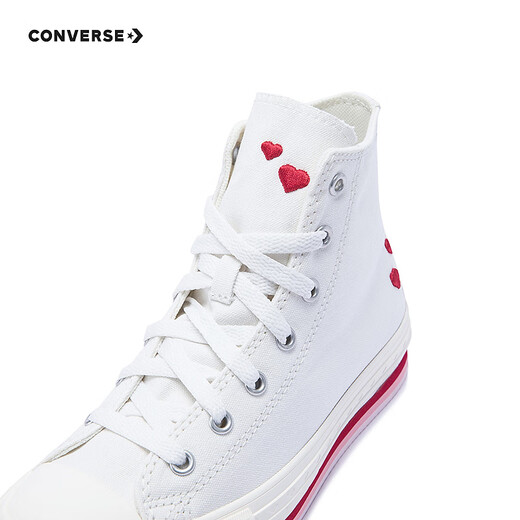 Converse children's clothing girls canvas shoes spring new medium and large children's high-top casual sports shoes trendy A10716C white 36 recommended foot length 22cm
