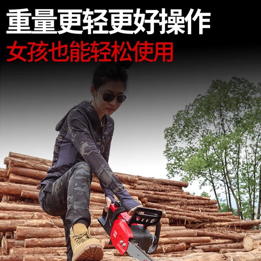 42V 12-inch lithium electric chain saw for felling, lithium battery, lithium electric chain saw for household use, rechargeable electric chain saw for felling trees, 42V 14-inch, two batteries and one charger (with 2 imported chains)