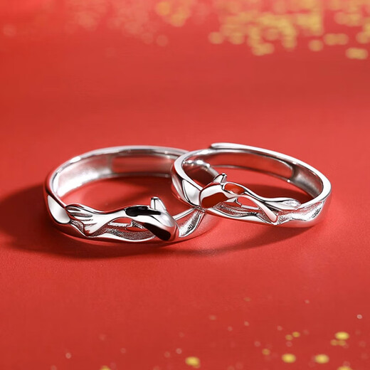 Dirholl Koi Love Platinum Ring PT950 Couple Ring Birthday 520 Valentine's Day Gift for Girlfriend and Wife Exquisite Customized Model - Koi Love Ring - Can be engraved