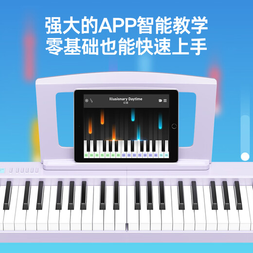 特伦斯折叠琴88键便携式电钢成人儿童电子琴重力度键盘V30pro家用 梦幻紫+专用琴包