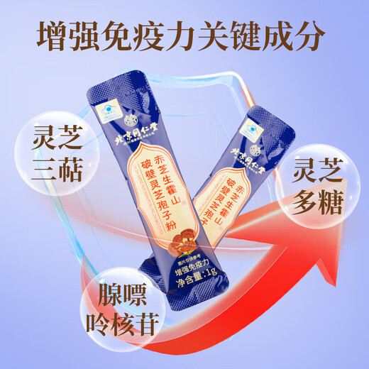 北京同仁堂赤芝生霍山破壁灵艺孢子粉增强免疫力年货节送礼新年礼物送长辈 破壁灵芝狍子粉【1g*10条/盒】1盒装
