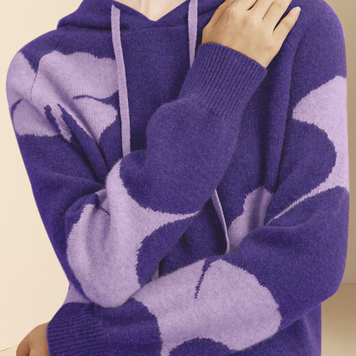 DiFelig European and American retro purple hooded sweater for women 2024 new winter casual versatile outer sweater picture color M