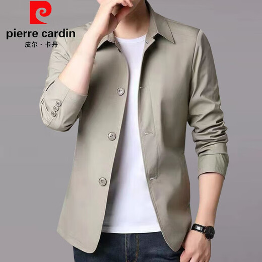 Pierre Cardin Spring and Autumn Men's Jacket Suit for Young and Middle-aged Solid Color Lapel Thin Korean Slim Windbreaker Jacket Light Gray NJ1048 M Recommendation 98-110Jin Jin equals 0.5 kg