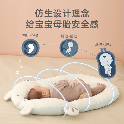 Raft core bed-in-bed, baby 0-3 years old, anti-jump portable baby bed, removable newborn nap bed, bionic spit-up, bed-in-bed soothing pillow powder (adjustable)