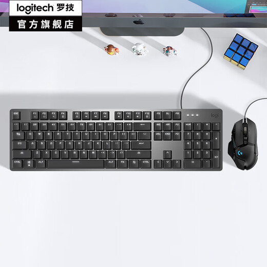 Logitech G502 Gaming Gaming Mouse E-Sports Wired Wired K845 Teclado mecánico de juegos de tamaño completo Teclado de juegos E-Sports League of Legends CSGO CSGO SET K845 Scroll de té Longghua + G502Hero [tecla y juego de ratones]