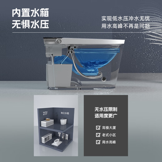 JMOWTO smart toilet seat, comfortable large large seat, integrated instant hot, fully automatic cleaning, drying, UV sterilization, d2 top with pressurized water tank, foam shield + voice 400mm