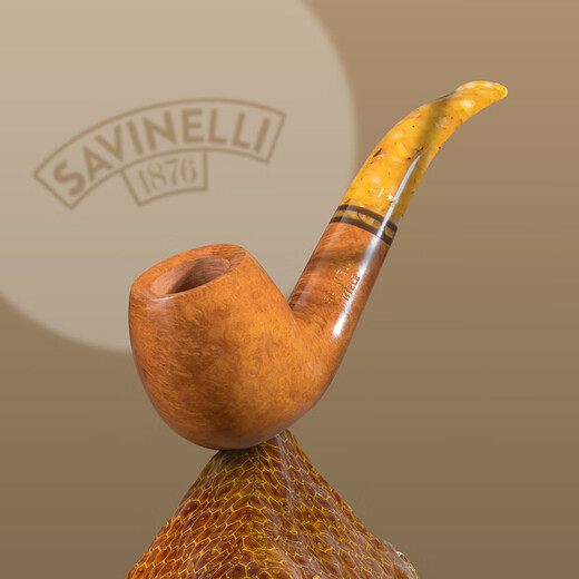
Sharphan (SAVINELLI) Italian handmade pipe heather wood P243 honey coated filter pipe with pressing stick men's gift [677 bucket type classic brandy large bucket]