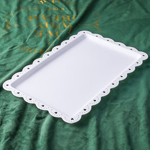 Haofanjie dessert table display stand tea break table cake multi-layer shelf candy snack pastry tray afternoon tea cold meal tray 2 pack white square dessert display tray