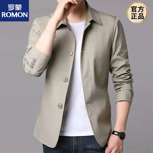 Romon Frühling Herbst Herren Business Casual Jacke mittleren und jungen festen Farben Dünn Korean Slim Jacket Herren Hellgrau 1048 m [Vorgeschlagen 98-110jin [Jin gleich 0,5 kg]]