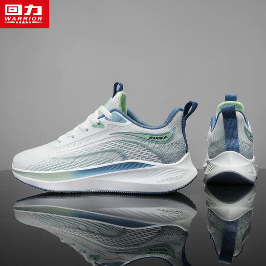 Warrior sports shoes for men, comfortable and lightweight running shoes, breathable fly-knit men's shoes G497C white/green 43