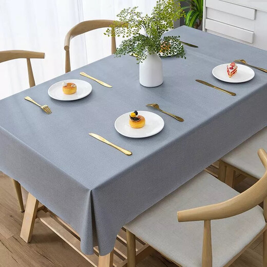 Selected light luxury tablecloth, oil-proof, anti-scalding, no-wash PVCins style 2023 new dining table, gray 138*220cm