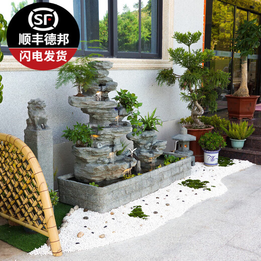 Shengyaqi rockery waterfall self-circulating flowing water landscape fish pond tank balcony terrace courtyard garden outdoor feng shui wheel landscaping 5010[19070155CM high]